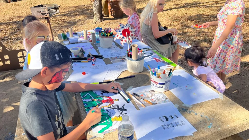 Hands-on creative activities at a children’s party
